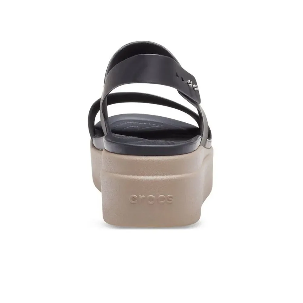 CROCS Two-Strap Platform Sandals in Black and Taupe